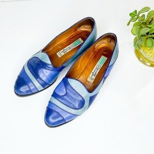 VINTAGE ARNOLD CHURGIN Blue Leather Patchwork Women's Shoes